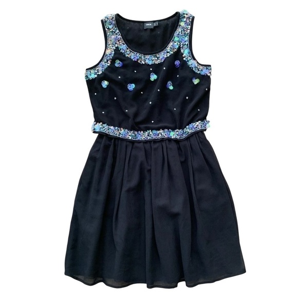 ASOS Iridescent Sequined Beaded Cocktail Mini Dress Black Size US 4 UK 8 - Picture 6 of 6